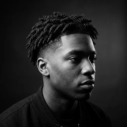 Monochrome Portrait of Man with Taper Fade