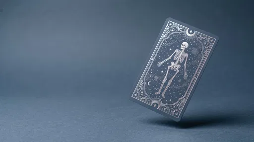 Floating Silver Foil Skeleton Tarot Card
