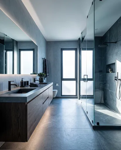 Modern Slate Grey Bathroom Interior