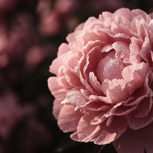 Blush Pink Peony With Water Droplets