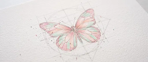 Pastel Colored Pencil Butterfly Sketch on Paper