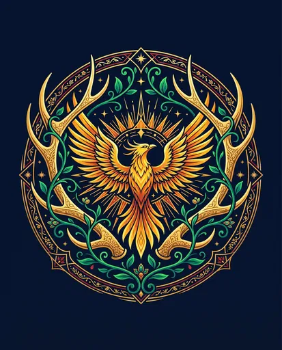 Ornate Golden Sunbird and Antler Crest