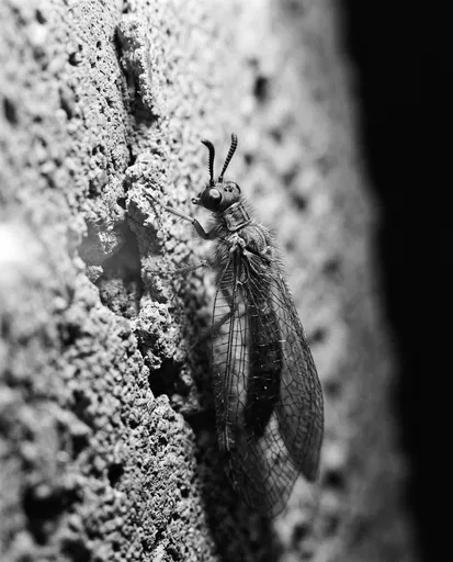 Monochrome Macro of Adult Antlion on Concrete