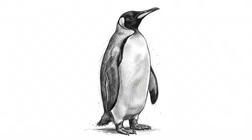 Monochrome Pencil Sketch of King Penguin
