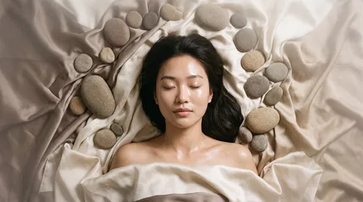 Woman Lying on Silk with Stones