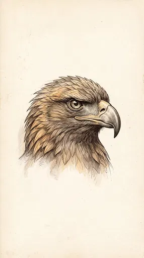 Vintage Ink Illustration of Eagle Head