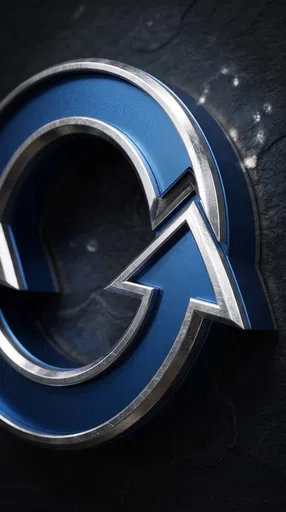 3D Metallic Blue Circular Arrow Symbol