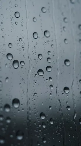 Raindrops Rolling Down Window Glass