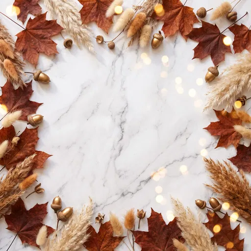 Autumn Leaves and Acorns Marble Frame