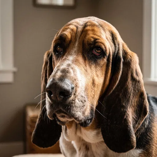 Close-Up Portrait of a Basset Hound