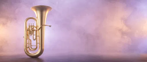 Gold Tuba in Pastel Studio Haze