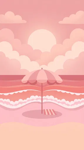 Pastel Pink Beach Umbrella Illustration