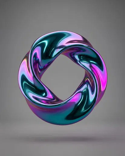 Iridescent Chrome Twisted Torus Loop