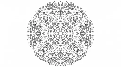 Autumn Woodland Mandala Coloring Page Illustration