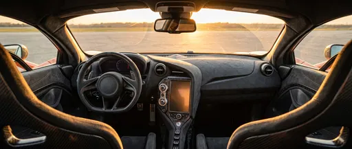 Supercar Alcantara Cockpit at Sunset