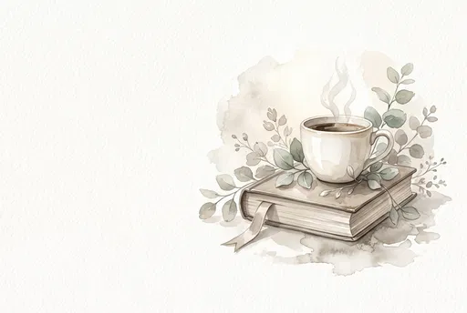 Watercolor Bible and Coffee Cup Illustration