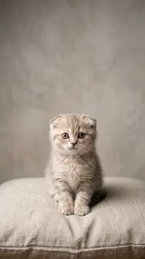 Scottish Fold Kitten on Linen Cushion