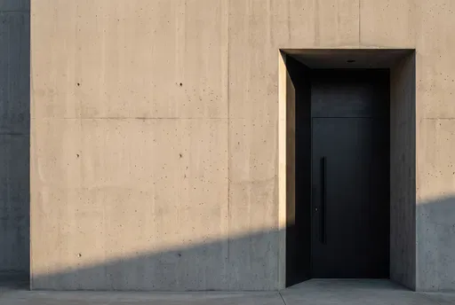 Minimalist Black Door in Concrete Wall