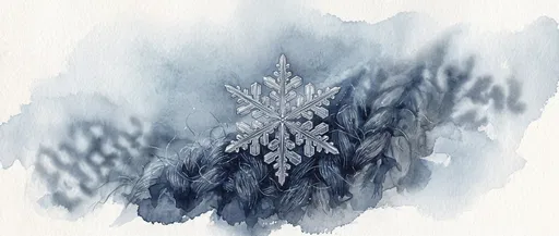 Watercolor Snowflake on Knitted Wool Illustration