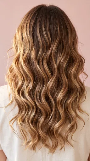 Wavy Brunette Hair with Blonde Highlights