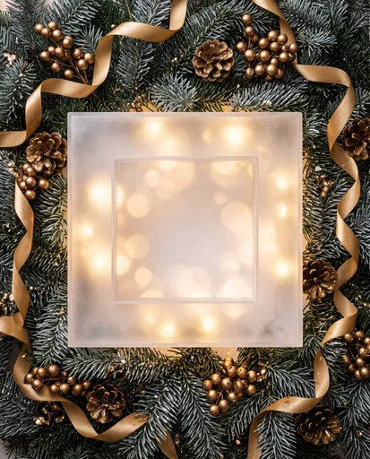Frosted Acrylic Holiday Frame with Fir Branches