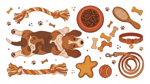 Basset Hound and Pet Accessories Clipart
