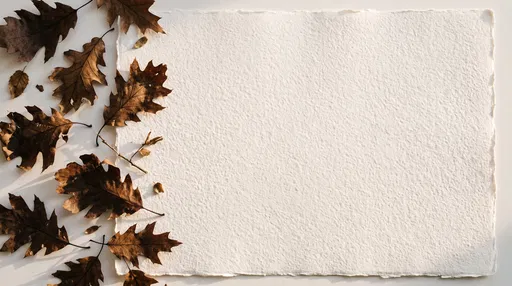 Autumn Oak Leaves and Textured Paper Mockup