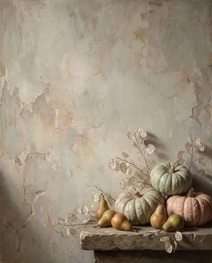 Pastel Squash and Pears Still Life