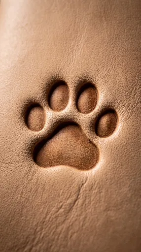 Embossed Paw Print on Tan Leather