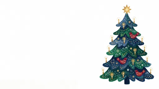 Folk Art Gouache Christmas Tree Illustration