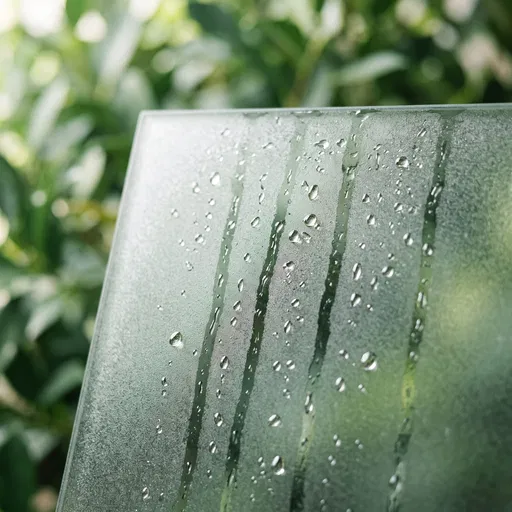 Water Droplets on Frosted Glass Pane