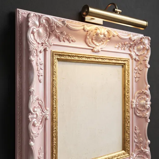 Ornate Pink Baroque Picture Frame With Light