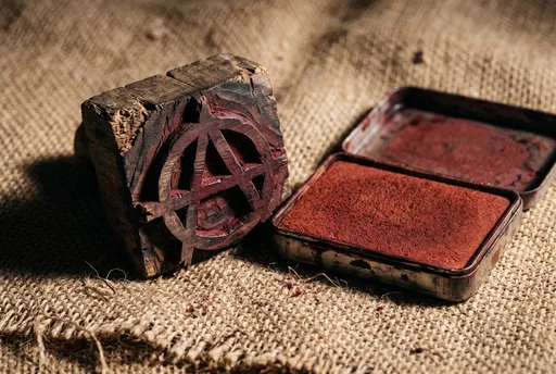Carved Wooden Anarchy Stamp and Ink Pad