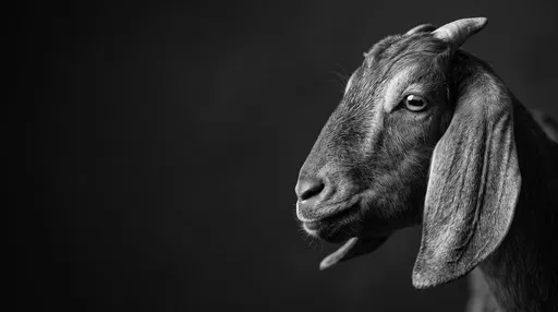 Monochrome Nubian Goat Studio Portrait