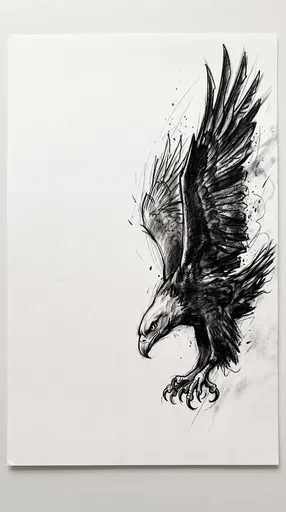 Charcoal Drawing of Diving Eagle