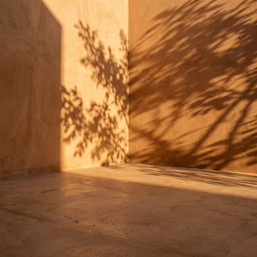 Warm Terracotta Corner With Foliage Shadows