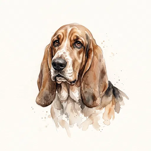 Watercolor Basset Hound Dog Portrait