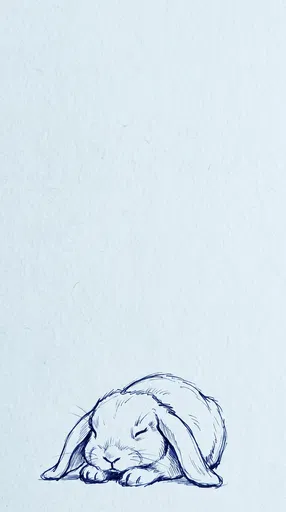 Indigo Ink Sketch of Sleeping Bunny