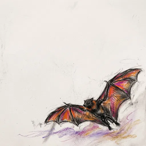 Charcoal and Pastel Flying Fox Sketch