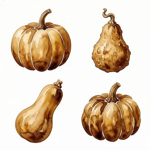 Burnt Umber Watercolor Pumpkin Clip Art