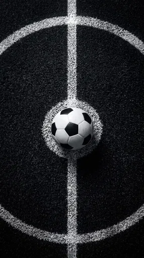 Monochrome Soccer Ball on Black Turf