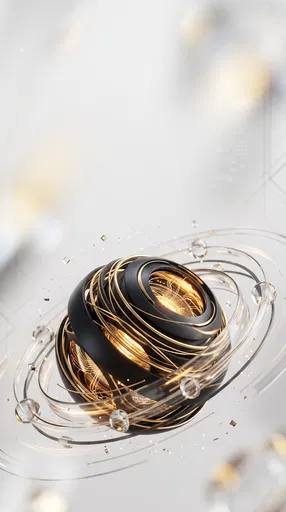 Futuristic Black and Gold AI Core