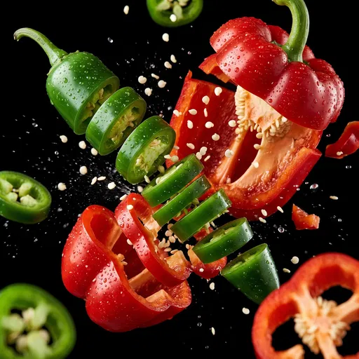 Floating Sliced Jalapeno and Bell Pepper