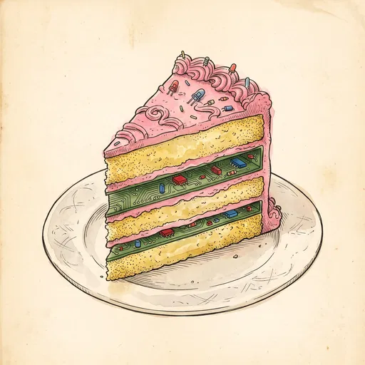 Circuit Board Layer Cake Illustration