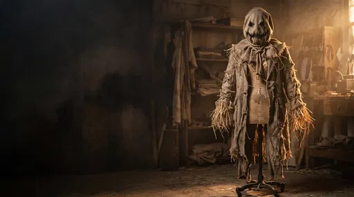 Creepy Burlap Scarecrow Costume on Mannequin