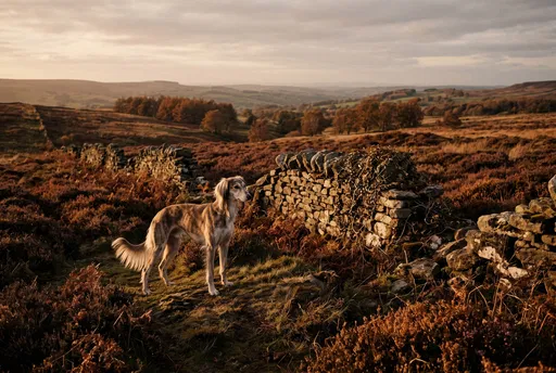 Saluki Lurcher Dog in Autumn Countryside