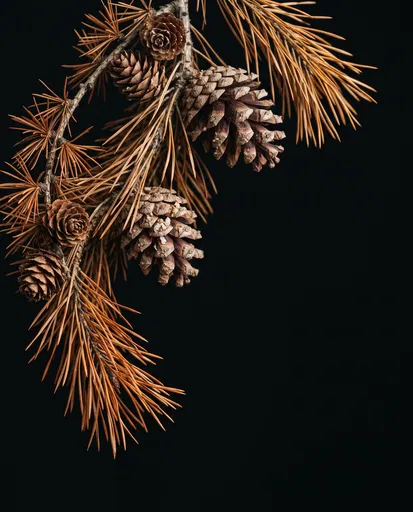 Dried Conifer Branch with Pine Cones