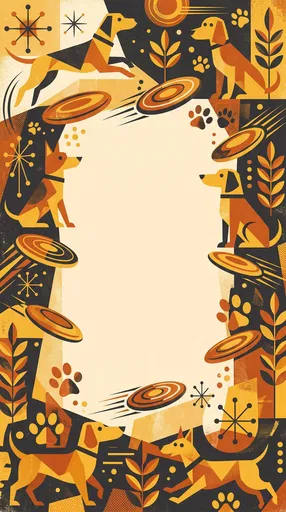 Mid-Century Modern Dog Border Frame