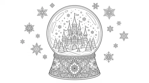 Winter Castle Snow Globe Coloring Page