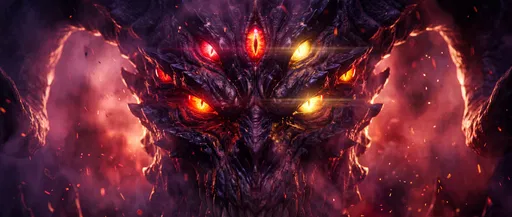 Dark Fantasy Demon With Glowing Eyes